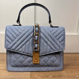 ALDO Cailla Blue Denim Quilted Top Handle Satchel Bag